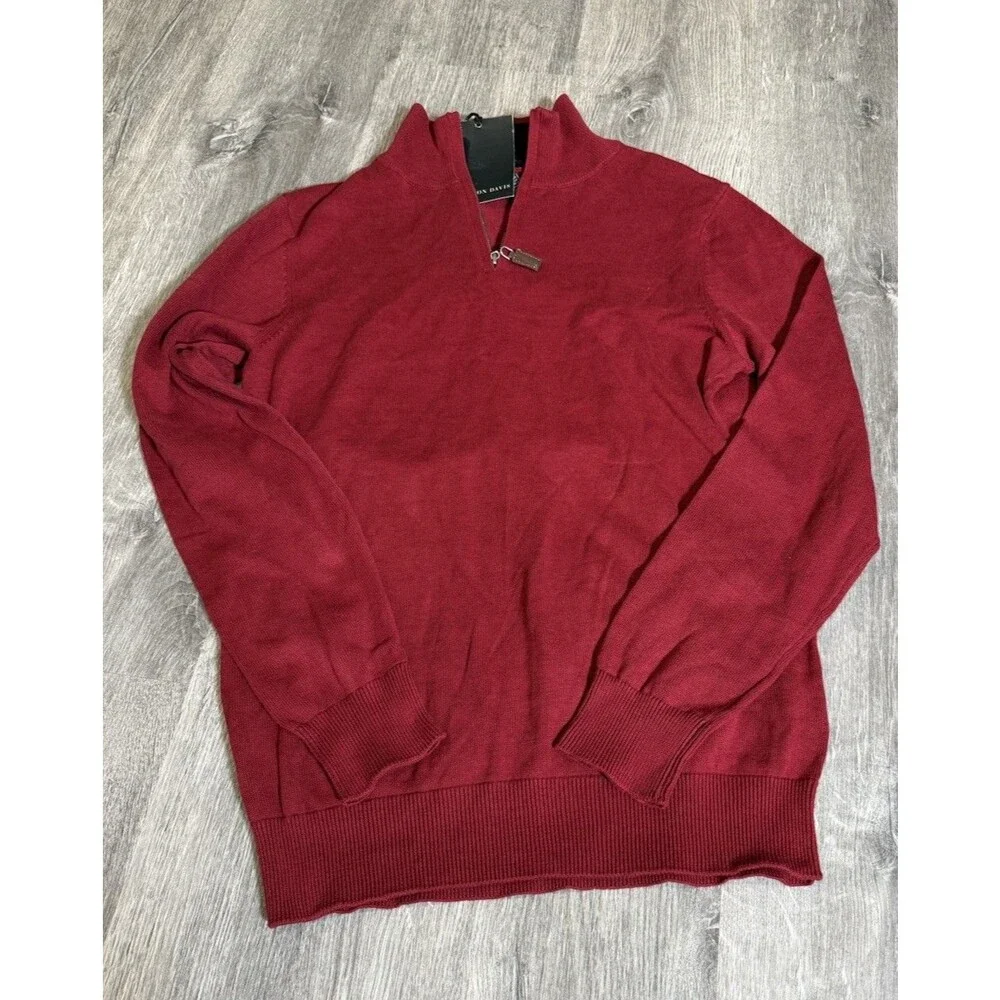 Harrison‎ Davis 1/4 Zip Pullover Sweatshirt Red Men's Size Small 100% Cotton NWT